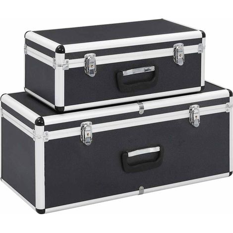 vidaXL Cajas de almacenamiento 2 unidades aluminio negro (1/5)