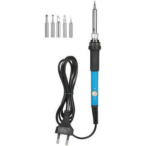 Fer à souder à température réglable 60W + 5 pannes à souder, petit standard européen 220V (1/4)