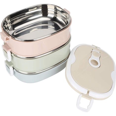 Contenitore termico per alimenti — Portapranzo termico per pasti caldi — Contenitore termico in acciaio inossidabile — Scaldavivande portatile per studenti — 3 strati (1/5)