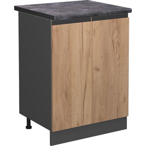Mobiletto base cucina R-Line, Quercia dorata, 60 cm , PL Antracite, Vicco