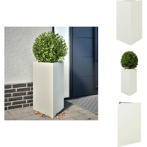 Jardinière blanc triangulaire 50x43x75 cm acier - Jardinière - Jardinières - Jardinière D'extérieur - Jardinière De Patio (1/5)