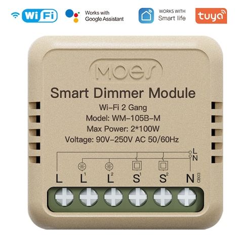 Regulador de intensidad Wi-Fi inteligente para el hogar conectado, control remoto mediante aplicación, temporizador y control por voz, módulo de 2 canales WM-105B-M (1/5)