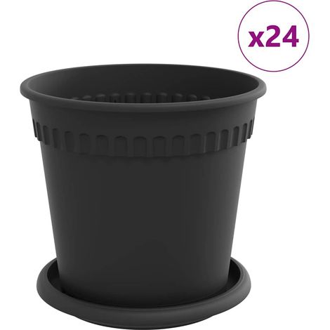 Maison Exclusive - Vasi per Piante 24 pcs Nero Ø 17 x 14 cm Plastica