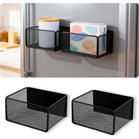 2 étagère magnétique, Acier carbone, Sans perçage, Réfrigérateur, Cuisine (1/5)