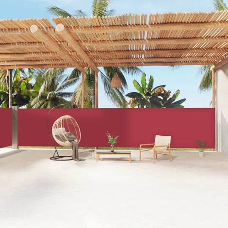 Auvent latéral rétractable - Auvent de jardin Soleil imperméable Rouge 160x1200 cm BV965612 - BonneVie (1/5)
