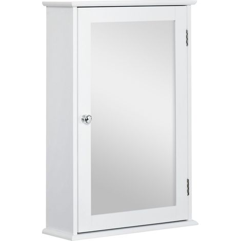 Armoire de salle de bain avec miroir et porte magnétique, étagère réglable, blanche idéal pour salon, chambre à coucher ou bureau facile à assembler avec instructions incluses