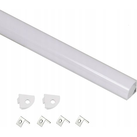 Profilo angolare per striscia LED, in alluminio, 1,5 m, con copertura, 4 supporti e 2 tappi terminali AKS. (1/4)