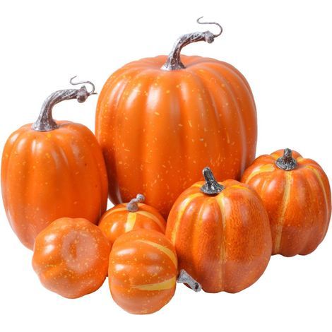 7 décorations d'automne artificielles en forme de citrouille pour Thanksgiving, Halloween et Noël