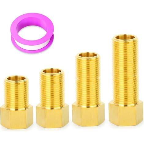 4 pezzi di raccordi per tubi in ottone, adattatore maschio-femmina esagonale da 1/2 e 3/4 pollici, convertitore, 40 mm/50 mm/70 mm/100 mm (1/4)