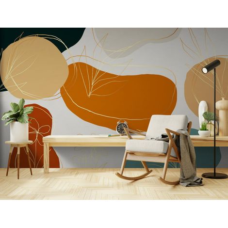 Papier Peint Abstrait - Végétation doré - 150 x 250 cm (1/2)