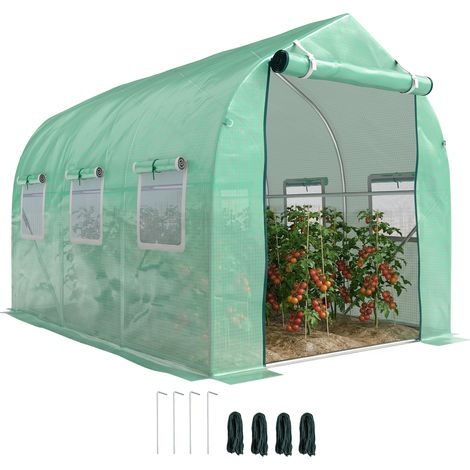 Serre Tunnel Accessible 3x2 m – Fenêtres et Porte Intégrées – Protection Anti-UV – Pour Plantes Extérieures