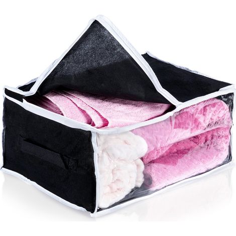 Bolsa organizadora con tapa, caja para ropa de cama, mantas, ropa, 27 l (1/5)