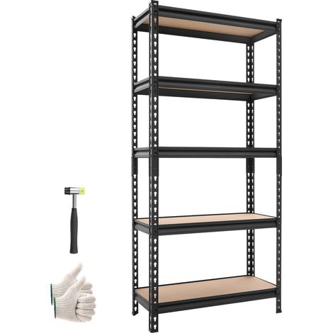 Étagère de Rangement, 5 Niveaux Réglables, Étagère Charge Lourde Modulable 720x309x1520 mm, Capacité de Charge Totale 907,2 kg, Rayonnage Métallique pour Cuisine, Cave, Cellier et Salle de Bain (1/5)