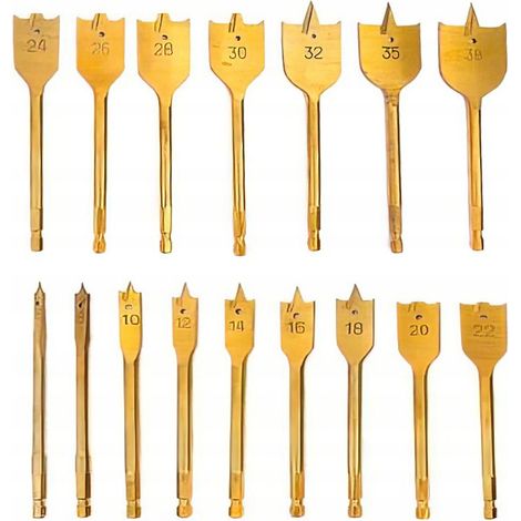 Set di 16 punte da trapano per legno a forma di vanga Kraft&Dele da 6-38 mm (1/5)