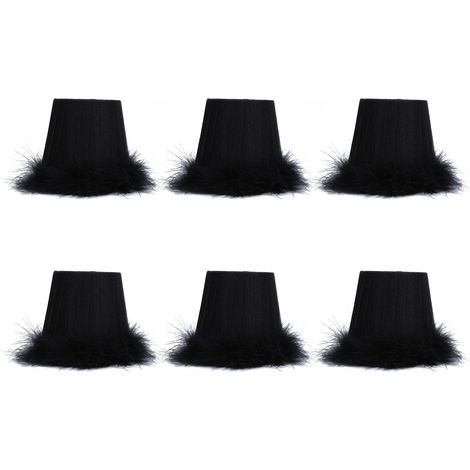 GARRYFIZH Lot de 6 abat-jour en tissu avec bordure en plumes pour suspension, accessoires de décoration lumineuse pour lustre.