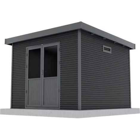 Casetta da giardino in legno composito Onyx 33 - 9m² - Grigio (1/4)
