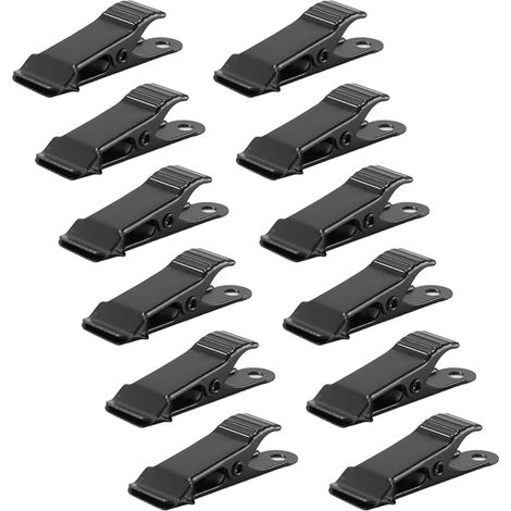Lot de 12 mini pinces à ressort en métal, clips utilitaires, poignées antidérapantes durables, pinces portables pour la photographie et les loisirs créatifs à domicile (noir) (1/5)