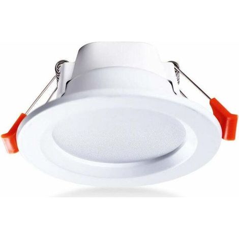Lot de 4 plafonniers encastrés à LED IP65 étanche 5 W blanc chaud rond spot encastrable, plastique, blanc (1/4)