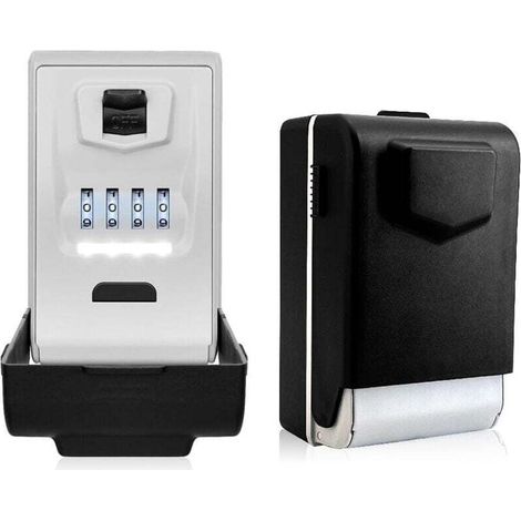Secure Outdoor Key Box [Backlit], Large Waterproof Wall-Mounted Key Box - Grey (1/4)