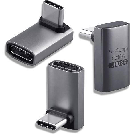 3 Pièces Adaptateur USB C Coudé 90 Degrés 240W, USB C Coudé 40Gbps 8K@60Hz (1/5)