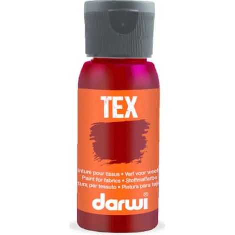 Peinture pour tissus - Rouge régina - Opaque - Peinture à l'eau - Tex - Darwi - 50ml