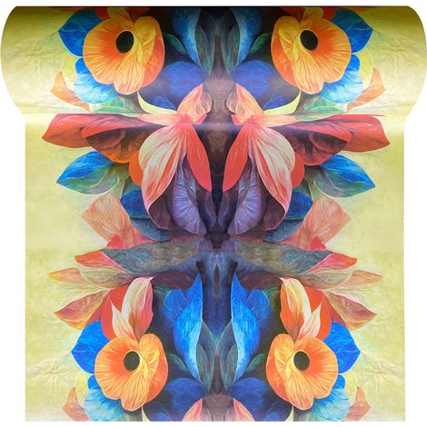 Tappeto Passatoia Cucina Antiscivolo Larghezza Maxi 100 Cm Antimacchia Multiuso Corridoio Soggiorno Lavabile Ingresso Camera Fiori Acquarello - 100x100cm