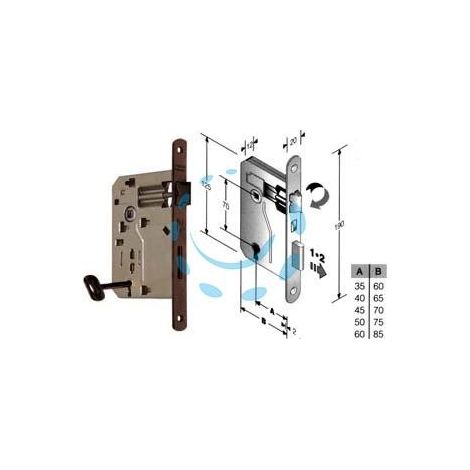 SERRATURA A BUSSOLA PATENT RIDOTTA DA INFILARE BORDO TONDO BRONZATO - mm.50 (48042050+E)