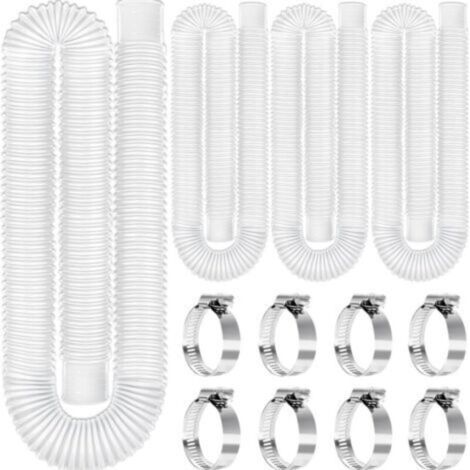 Tuyau de remplacement pour piscine, accessoires pour tuyau de pompe de filtration avec 8 clips métalliques pour pompes à eau