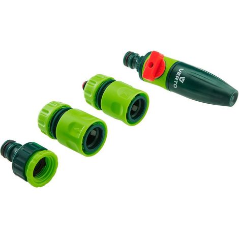 Set completo di irrigatore dritto, connettori e raccordo per rubinetto da 1/2".