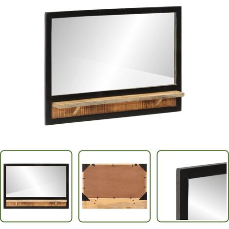 vidaXL Wandspiegel - Spiegel mit Ablage 80x8x55 cm Glas und Massivholz Mango (1/5)