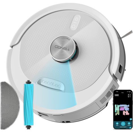 Robot Aspirateur et Laveur de Sol avec Navigation Laser. Succion Moteur 25000Pa, Autonomie 240min, Brosse Silicone pour Animaux, Bluetooth et WiFi, Contrôle App (1/5)
