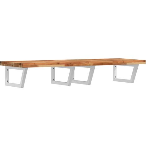 Étagères de rangement,Étagère de vasque murale acier et bois massif d'acacia CFW11640 (1/5)