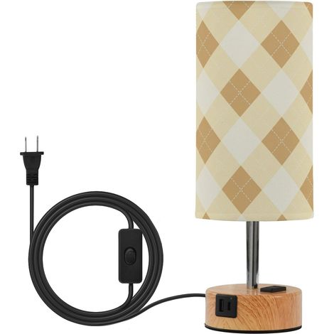 JUNZAN Lampes de table tactiles beige crème Argyle petites chevet (1/5)