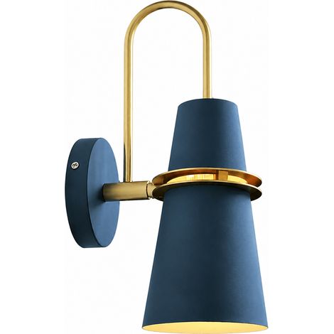 Applique Murale Design Bleu Scandinave en Fer Laqué Éclairage Moderne Intérieur avec Douille E27 (1/5)