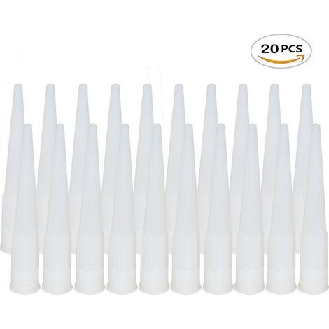 Lot de 20 Embout Douille Pistolet Silicone Cartouche Douilles Silicone Buses de Rechange pour Mastic Adhésif en Silicone avec Grattoir Plastique pour Calfeutrer Extension Remplacement Calfeutrage (1/5)
