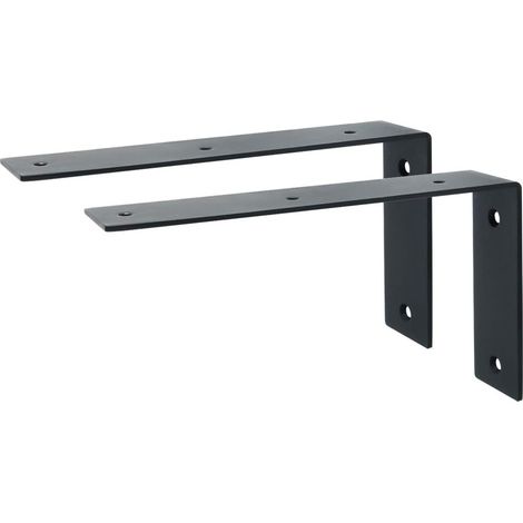 ZOLGINAH Support d'Étagère d’Élargissement Support d'Angle Brace de Tablette Réglable Murale à Suspendre en Verre/Bois avec Vis, Finition Noire Mate en Acier Inoxydable, 2 Pcs - 22.5cm (1/5)