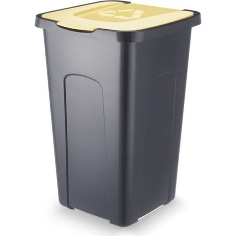 Conteneur À Déchets - 50 L - Jaune - Collecte Sélective Plastique - Polypropylène - Pour Maison Bureau École
