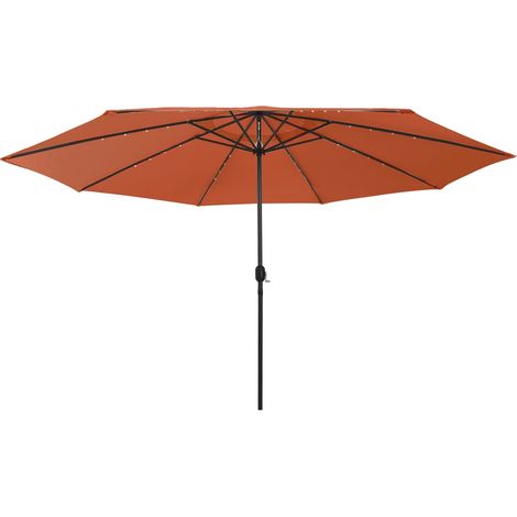 Ombrellone da esterno con LED e palo in metallo 400 cm arancione 020008185