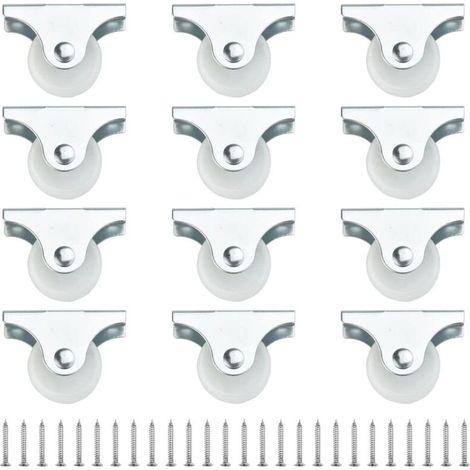 Bardusch 12 Pcs Petite Roulette pour Meuble 25 mm, Mini Roulettes Directionnels, Roulette Fixe en Plastique et Métal, Petites Roulettes à Visser non Pivotantes, pour Meuble Chariots Cabinet Armoire (1/5)