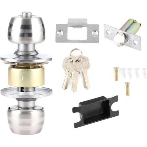 Bouton de porte extérieur durable avec serrure, bouton de porte en acier inoxydable domestique avec serrure, pour bureau à domicile (1/5)