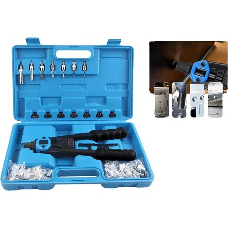 Kit de remachadora, material de aleación de hierro, diseño compacto, compatibilidad con M3 a M12, cabezal de cambio rápido, empuñadura ergonómica. (1/5)