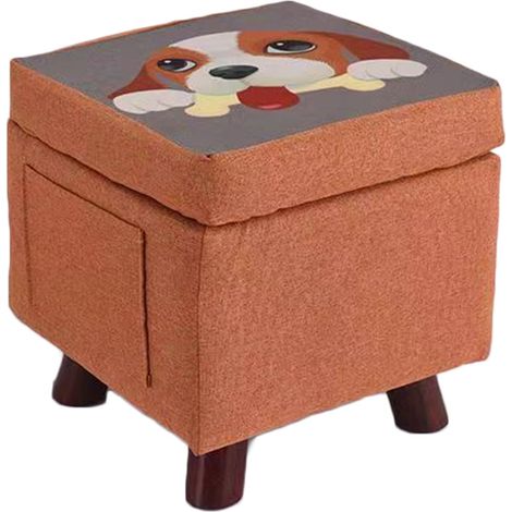 Pouf Contenitore in Tessuto Multiuso Poggiapiedi Sgabello Baule Colore Arancione (1/4)