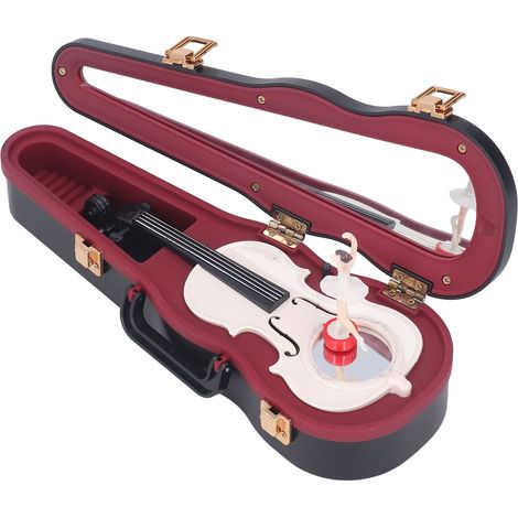Boîte à musique violon, petite boîte à musique classique et élégante avec une danseuse rotative, idéale pour la décoration intérieure ou de bureau (noire). (1/5)