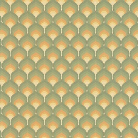 Retro wallpaper wall Profhome 395381 hot embossed non-woven wallpaper slightly textured with graphical pattern matt green honey yellow beige grass green 4,5 m2