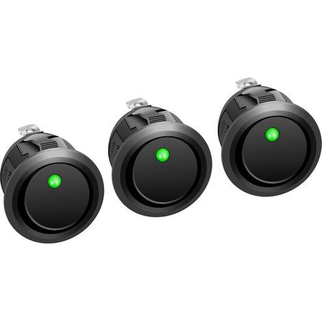 KCD2-102N Lot de 3 interrupteurs à bascule 2 positions marche/arrêt avec interrupteur LED DPST 3 broches 12 V 20 A pour voiture, bateau, appareils ménagers (1/5)