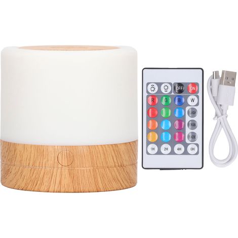 Veilleuse tactile portable pour la maison, la chambre, lampe de chevet effet bois, lumière d'ambiance RGB, lampe de lecture LED de bureau