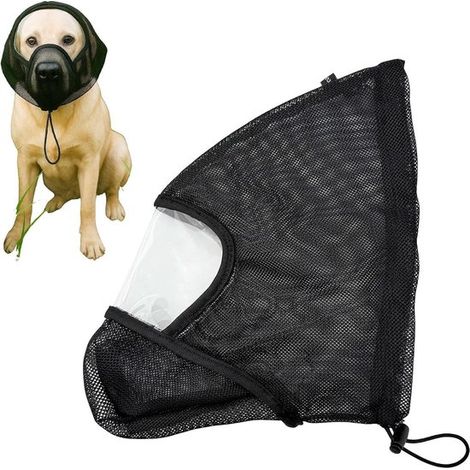 Bozal para perros - Protector bucal para perros - Paseo seguro - Diseño de malla transpirable - Ajustable - Negro (1/5)