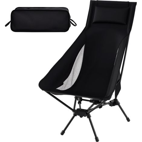 COSTWAY Camping Chair Ultra-Lightweight Foldable Backpacking Chair Black (1/5)