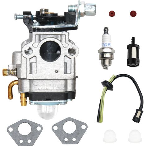 52cc 49cc 43cc Vergaser-Kits für Motoren von Freischneidern mit Dichtung, Schlauch, Zündkerze und Kraftstofffilter für Rasenmäher, Freischneider und Kettensägen