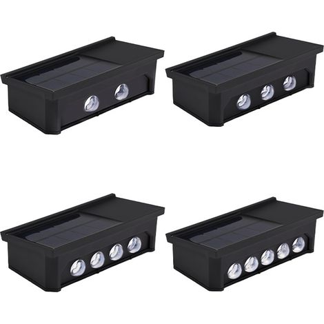 Lampe Murale Solaire 10LED Lave-Mur, Lumière Chaude Haut-Bas, Étanche IP65, Éclairage Jardin Villa Extérieur (1/4)
